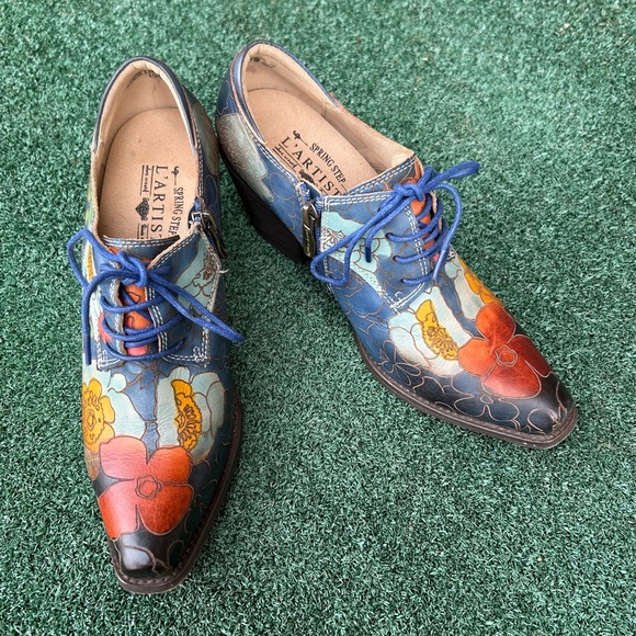 Spring Step L’Artiste Rockinlorna Western Shoe Boot Leather Blue Multi 37 - Picture 4 of 15
